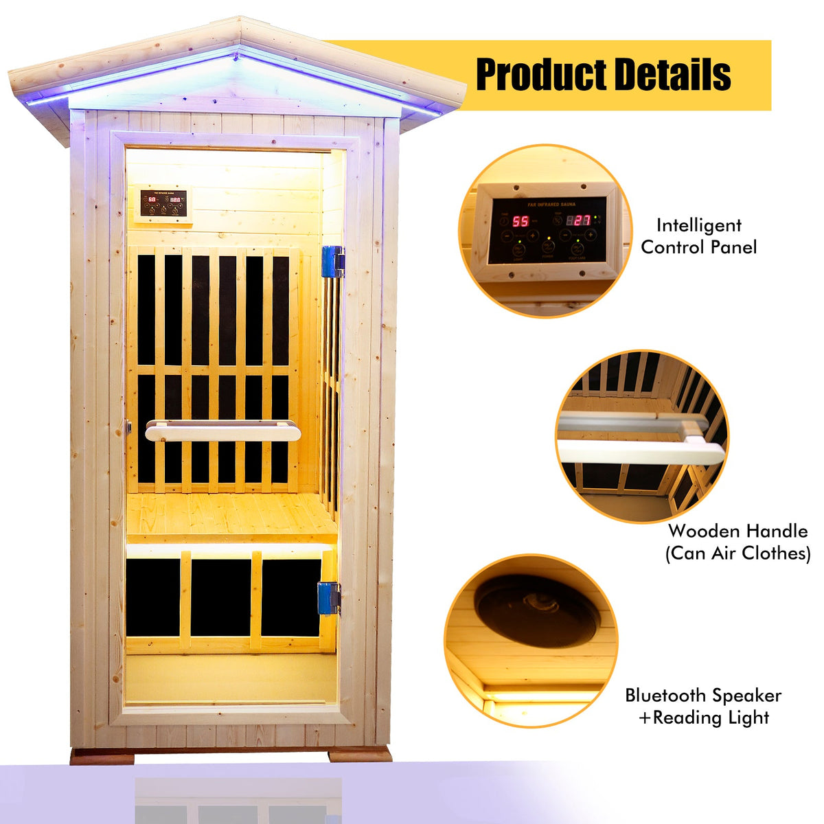 One Person Far Infrared Sauna with 6 Heating Plates