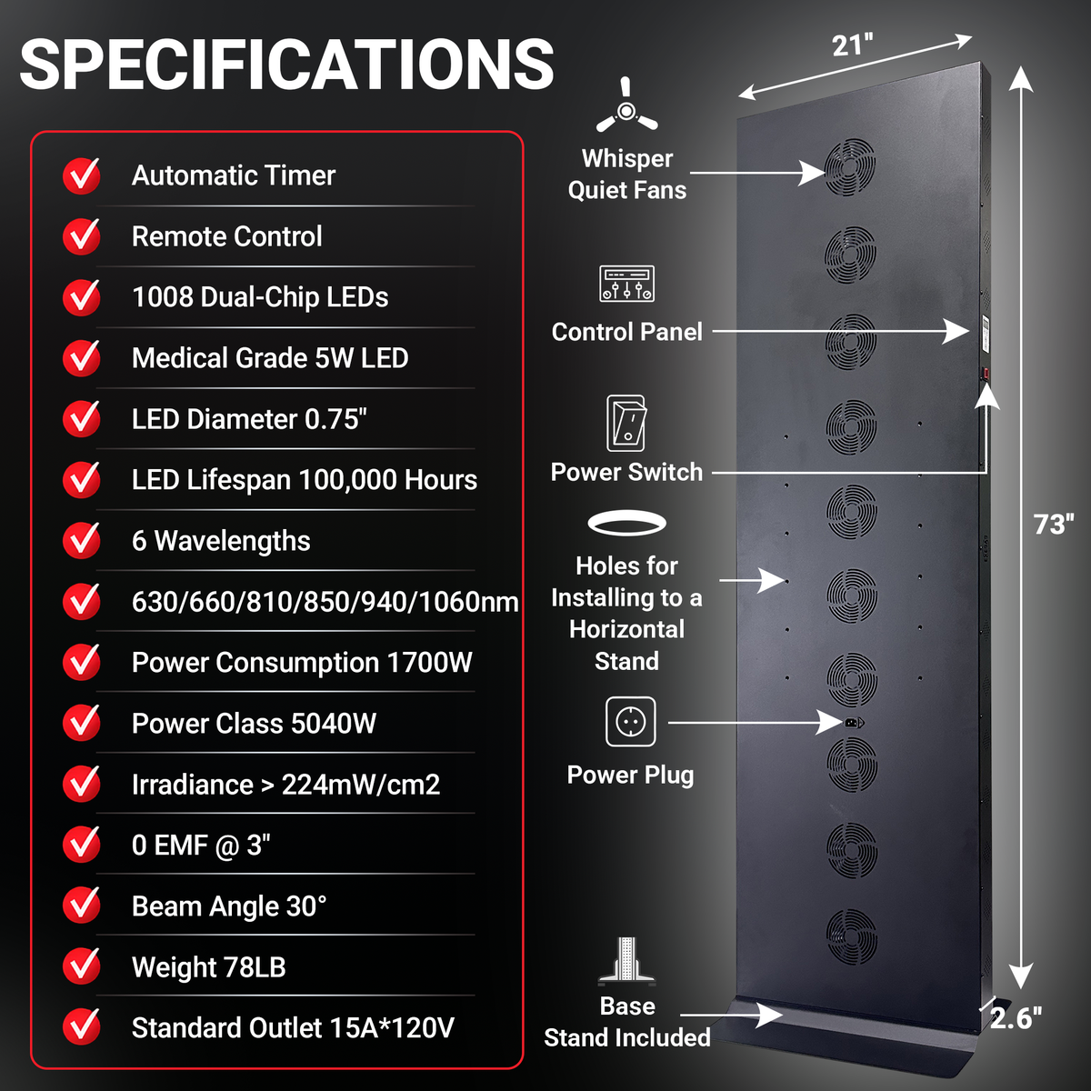 Full Body Red Light Therapy Panel 6 Wavelengths