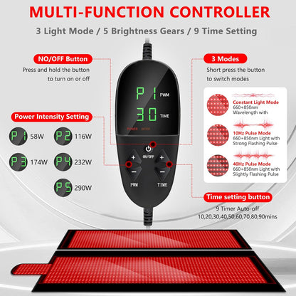 84.6'' X 33.5'' 2680 Pcs LED Red Light Therapy Mat Full Body Sleeping Bag, Extra Large 650Nm 850Nm Red and near Infrared Light Therapy Bed Blanket Device with 3 Mode & 9 Timer, Pain Relief, Detachable