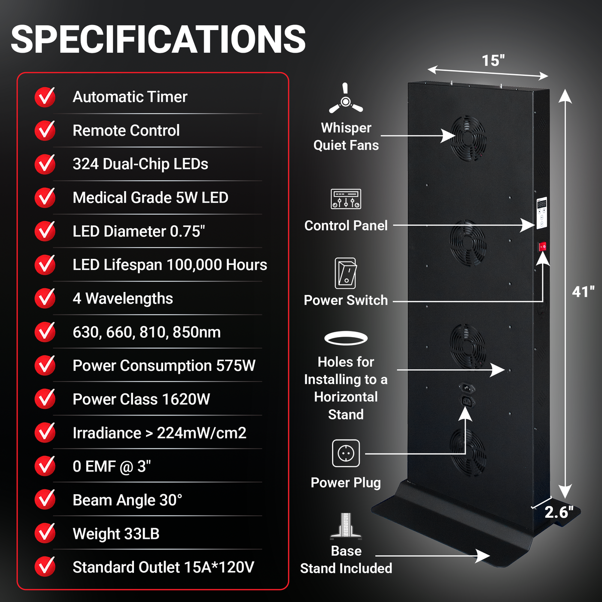 1620W Red Light Therapy Panel 4 Wavelengths