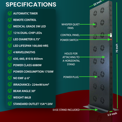 6080W Full Body Red Light Therapy Panel 4 Wavelengths