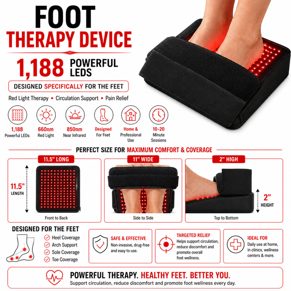 Red Light Pro Devices 4-Piece Red Light Therapy Set — Feet, Calves, and Lower Back | 660nm + 850nm | 3,456 LEDs