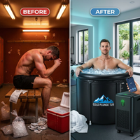Cold Plunge Tub, 248 Gallon, 1 Horsepower, Heavy-Duty Ice Bath Tub for Athletes with Hot & Cold, Portable Inflatable Plunge Chiller with Water Treatment Kit, Immersion Therapy, Wifi (Black, 1 Set) — Before & After