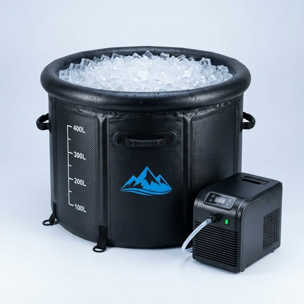 Cold Plunge Tub, 248 Gallon, 1 Horsepower, Heavy-Duty Ice Bath Tub for Athletes with Hot & Cold, Portable Inflatable Plunge Chiller with Water Treatment Kit, Immersion Therapy, Wifi (Black, 1 Set) — Studio Shot