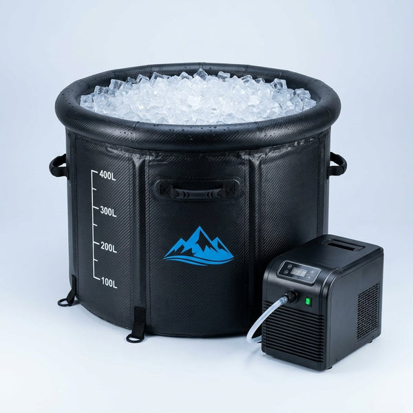 Cold Plunge Tub, 248 Gallon, 1 Horsepower, Heavy-Duty Ice Bath Tub for Athletes with Hot & Cold, Portable Inflatable Plunge Chiller with Water Treatment Kit, Immersion Therapy, Wifi (Black, 1 Set) — Studio Shot