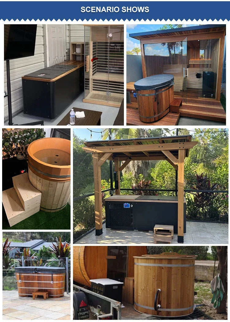 Cedar Cold Plunge with Stainless Steel Liner and 1.5HP Chiller