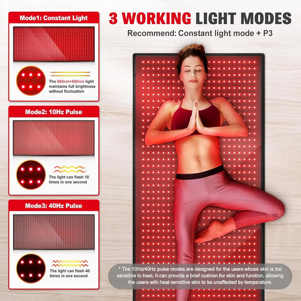 Full Body Red Light Therapy Mat 660nm & 850nm