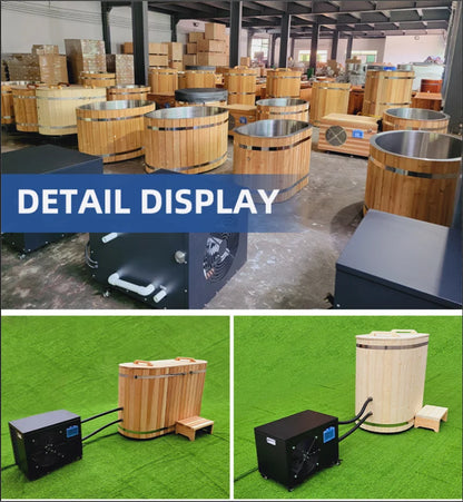 Cedar Cold Plunge with Stainless Steel Liner and 1.5HP Chiller