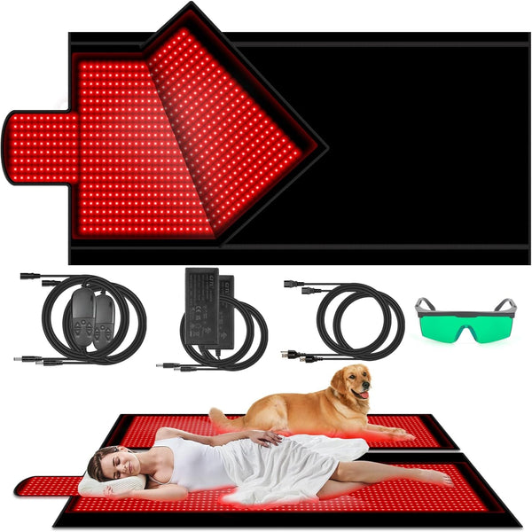 84.6'' X 33.5'' 2680 Pcs LED Red Light Therapy Mat Full Body Sleeping Bag, Extra Large 650Nm 850Nm Red and near Infrared Light Therapy Bed Blanket Device with 3 Mode & 9 Timer, Pain Relief, Detachable
